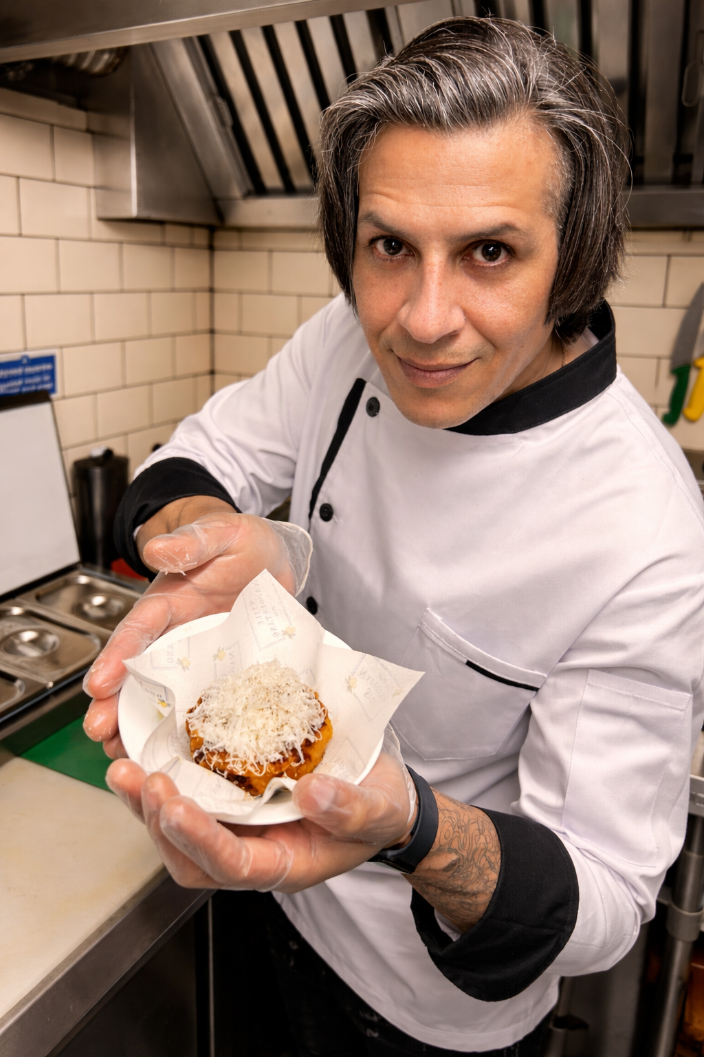 Renato preparing authentic Italian street food